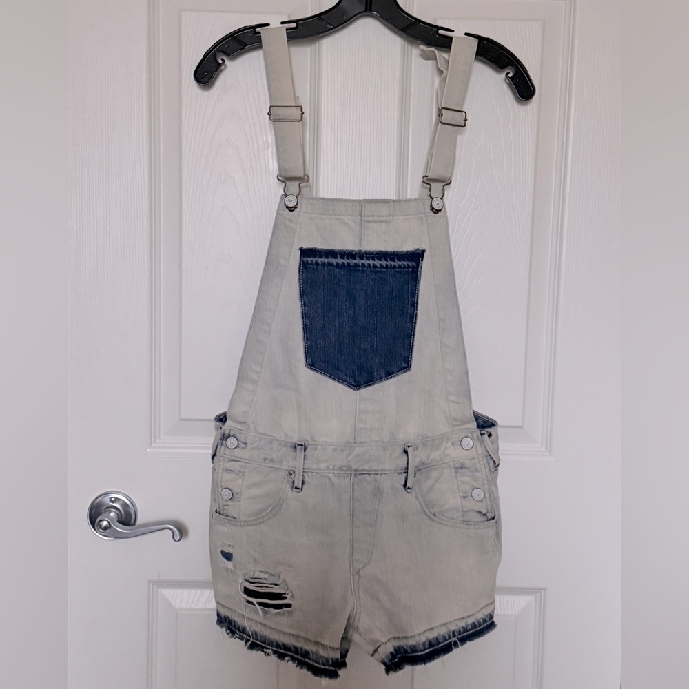 True Religion Denim Adjustable Overall Shorts